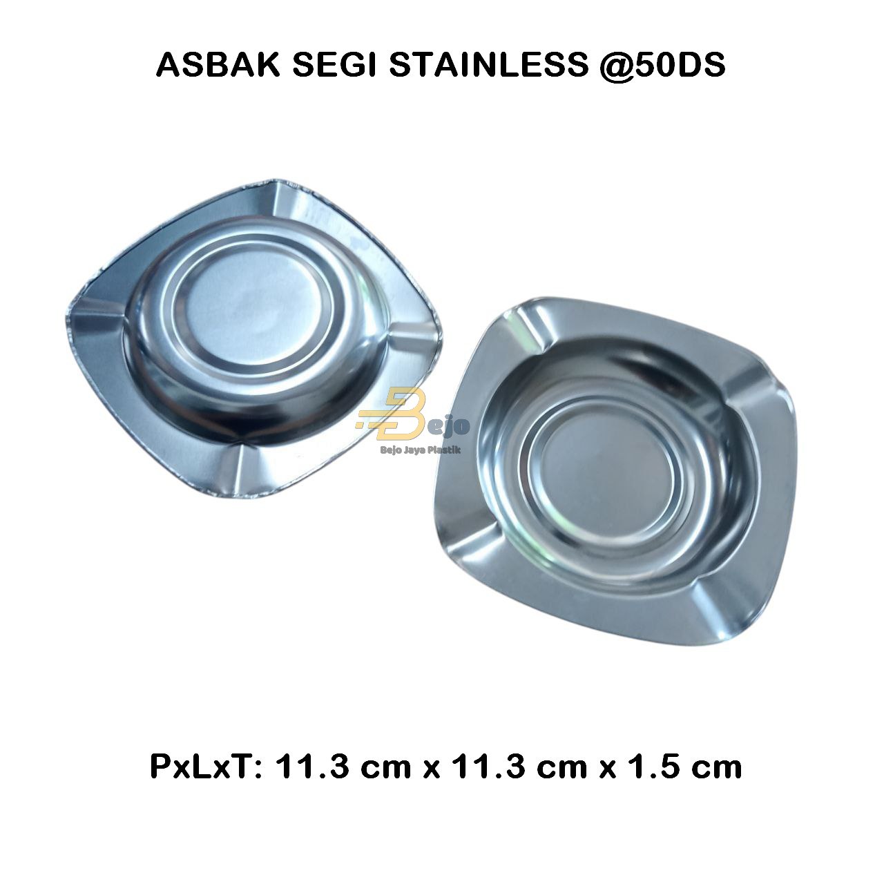 Asbak segi stainless atas bawah bjp