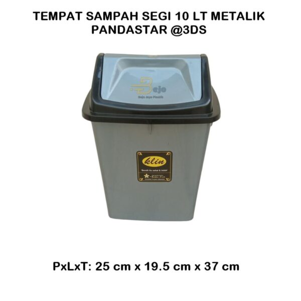 tempat sampah segi 10 liter metalik pandastar bjp