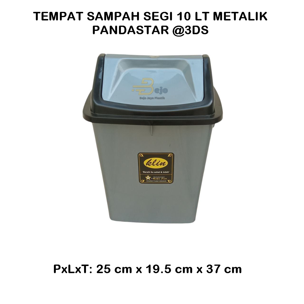 tempat sampah segi 10 liter metalik pandastar bjp