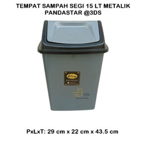 tempat sampah segi 15 liter metalik pandastar bjp