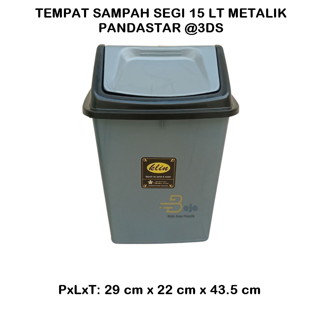 tempat sampah segi 15 liter metalik pandastar bjp