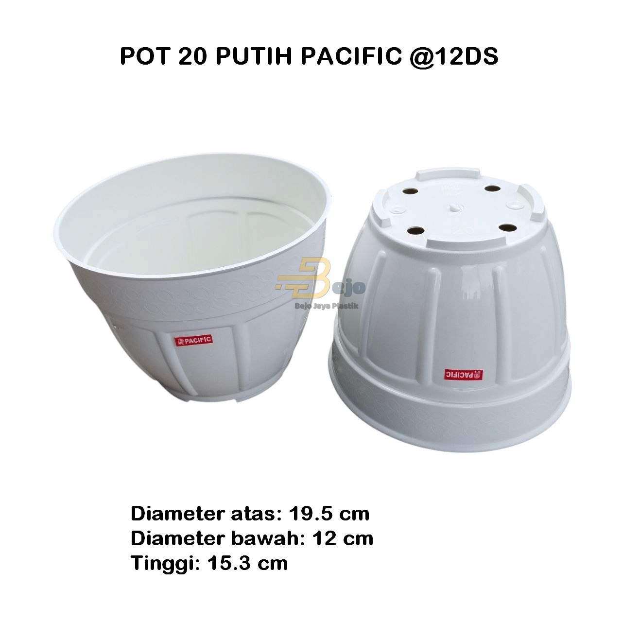 POT BUNGA 20 PUTIH PACIFIC BEJOJAYAPLASTIK